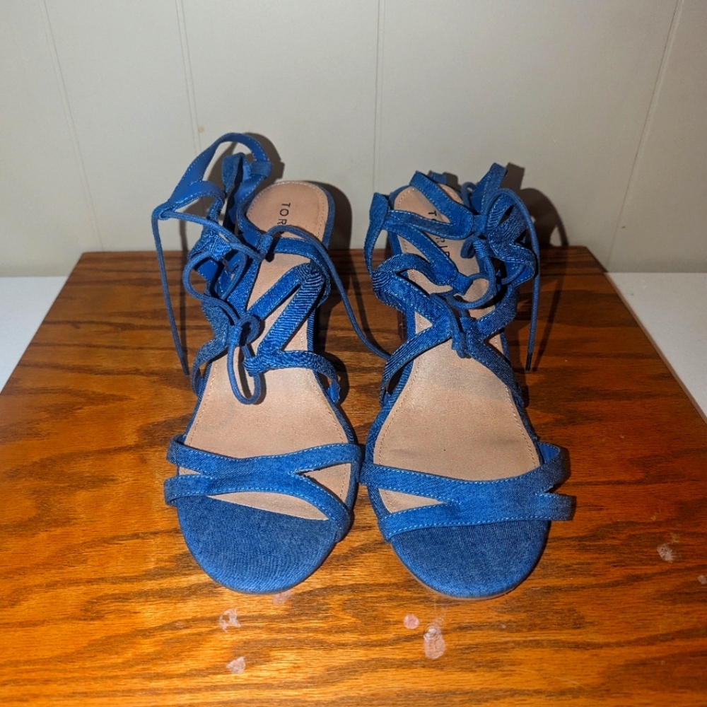 Torrid 13w  denim lace up sandals